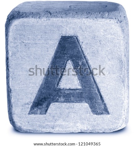Photograph of Blue Wooden Block Letter A