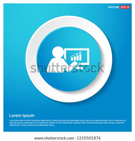 Business graph icon Abstract Blue Web Sticker Button - Free vector icon
