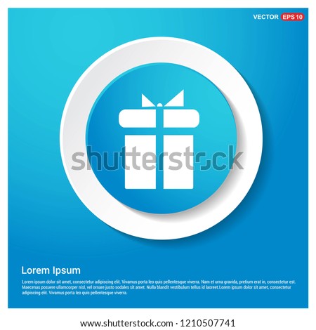 Christmas Gift Box Icon Abstract Blue Web Sticker Button - Free vector icon