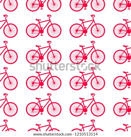 Vector illustration. Seamless pattern with bikes on white background.