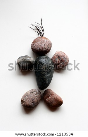  isolated stones from the north coast of the seeland island in denmark (on white  background), a man
