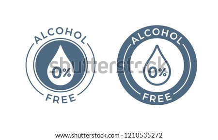 Alcohol free vector icon. Skin and body care cosmetic product medical alcohol free drop and percent symbol