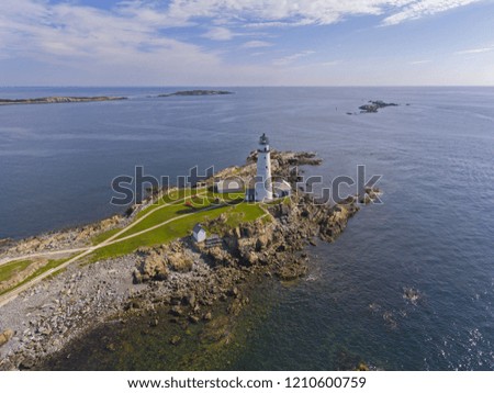 Boston Lighthouse on Little Brewster Island in Boston Harbor, Boston, Massachusetts, USA.