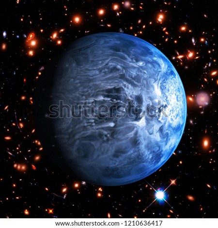 Blue extrasolar planet with atmosphere. The elements of this image furnished by NASA.