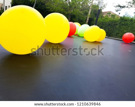 Balloons of colors, red, yellow, green, with sensation of movement and life. 