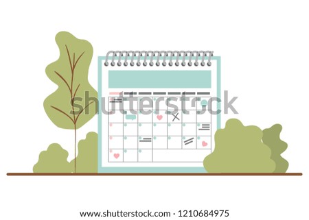 calendar with landscape isolated icon