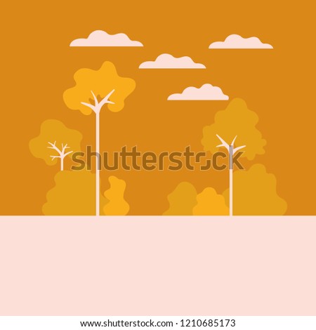 landscape with trees and clouds isolated icon