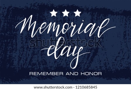 Vector inscription of the text Memorial day. November 11 holiday calligraphy for banner, poster, greeting card or celebration design. Hand sketched lettering. EPS 10.