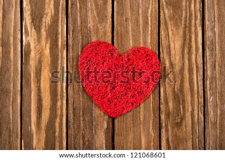 Valentine card on a wooden background, texture of wood