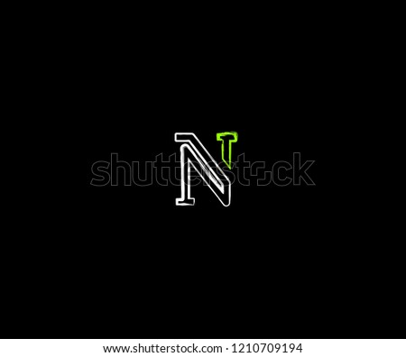 Initial Letter N Linear Grunge Brush Stroke Modern Logotype
