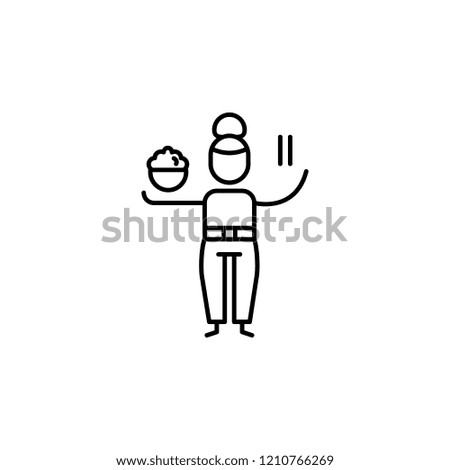 Woman,  dish, cook icon. Element of people in travel line icon. Thin line icon for website design and development, app development. Premium icon
