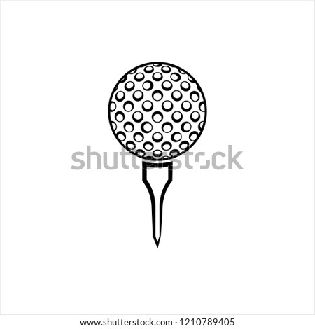 Golf Ball On Tee Icon Vector Art Illustration