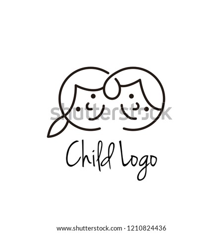 simple line baby kids  logo