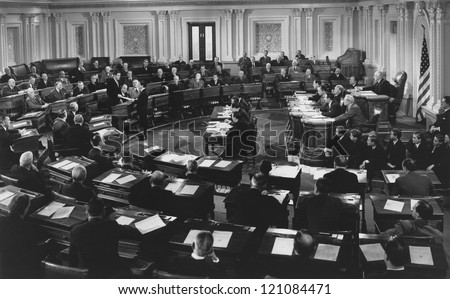Congressional hearing in session Royalty-Free Stock Photo #121084471