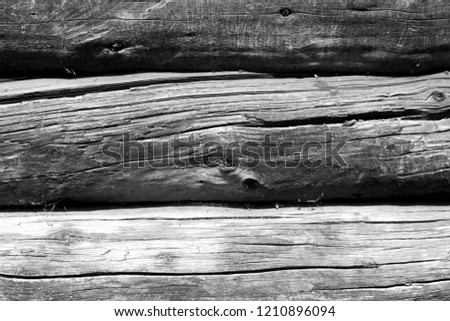 Old wooden wall in black and white. Abstract background and texture for design.