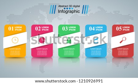 Paper business infographic. Five items. Vector eps 10
