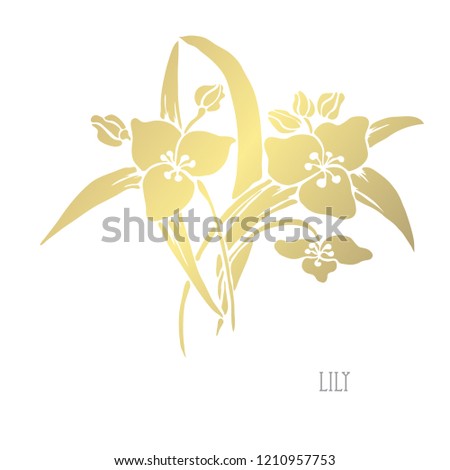 Decorative  flowers, design elements. Can be used for cards, invitations, banners, posters, print design. Golden flowers