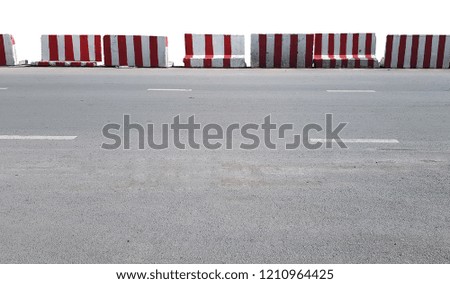 Red and White Striped Road Barricades Isolated on White Background