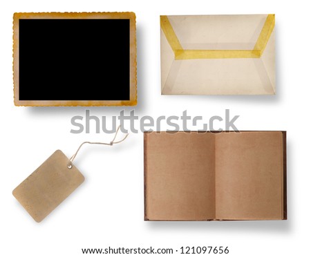 collection of various paper pieces on white background
