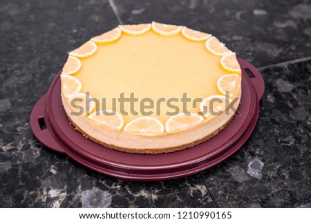 Lemon Cheesecake on black background
