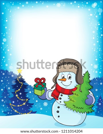 Christmas snowman subject frame 1 - eps10 vector illustration.