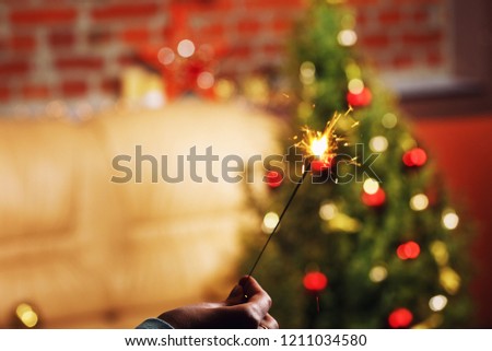 Bright Festive Christmas Sparkler In Hand Toning