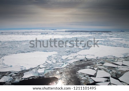 The frozen Weddell sea in late October 2018, shot from a helicopter