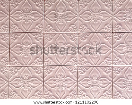 ceramic tile background with embossed decoration in elegant shabby style with delicate pastel colors