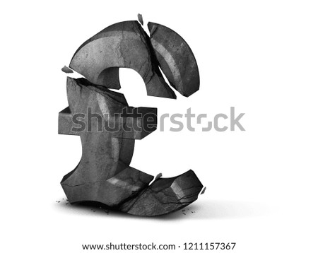 Conceptual image with stone broken franc sign