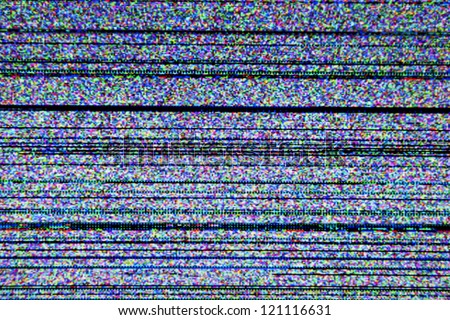 Television screen with static noise caused by bad signal reception Royalty-Free Stock Photo #121116631