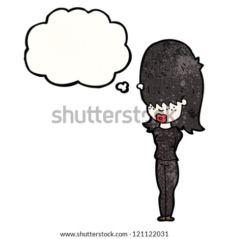 cartoon goth girl dressed in black