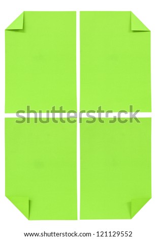 collection of various green paper isolated on white