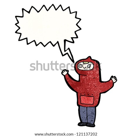 cartoon boy in hooded sweatshirt shouting