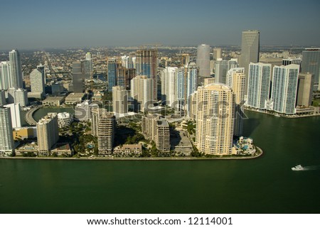 Aerial photography of diverse apartment buildings in the region of Miami, Florida