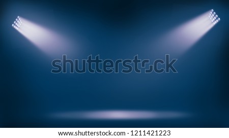 soccer stadium lights reflectors against blue background Royalty-Free Stock Photo #1211421223