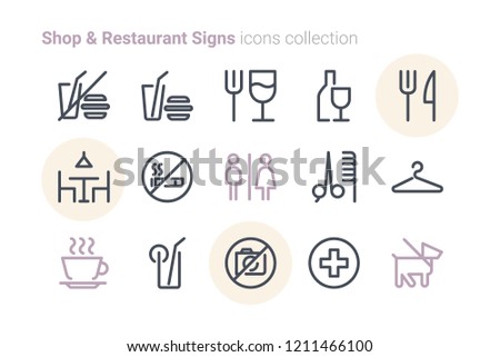 Shop & Restaurant Signs icon set
