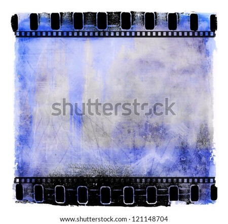 Grunge blue film strip frame