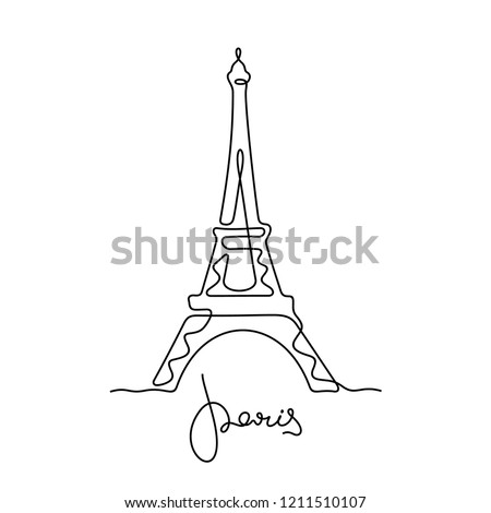 Eiffel tower sketch. Paris continuous line illustration Royalty-Free Stock Photo #1211510107