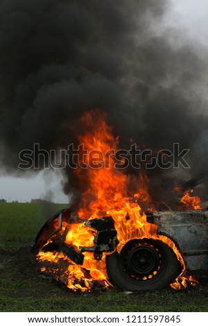 car blast burning