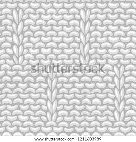 Vector Caterpillar Stitch Pattern. Hand-drawn cotton cloth boundless background. High detailed woolen hand-knitted fabric material.