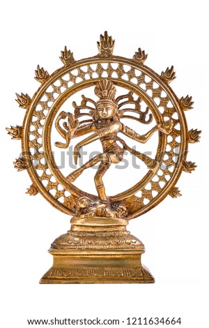 Bronze statue of indian hindu god Shiva Nataraja - Lord of Dance isolated on white