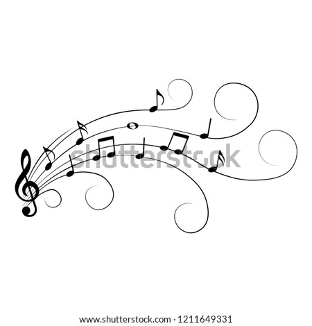 Music notes, isolated, vector illustration. Royalty-Free Stock Photo #1211649331