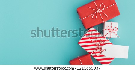 Presents on a blue background.