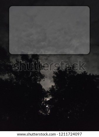 Night poster with clouds and trees with copy space