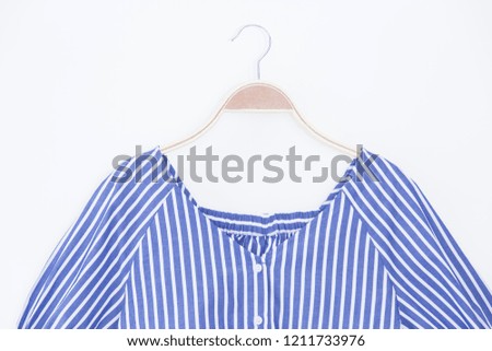 Stripe blouse on white background.minimal style