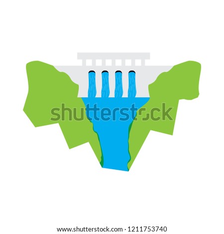 Isolated dam power plant. Energy conceptual image. Vector illustration design