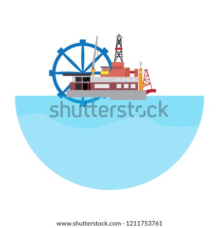 Isolated wave power plant. Energy conceptual image. Vector illustration design