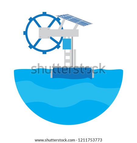 Isolated wave power plant. Energy conceptual image. Vector illustration design