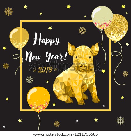 Happy new year 2019, Chinese new year, design gritting card with pig