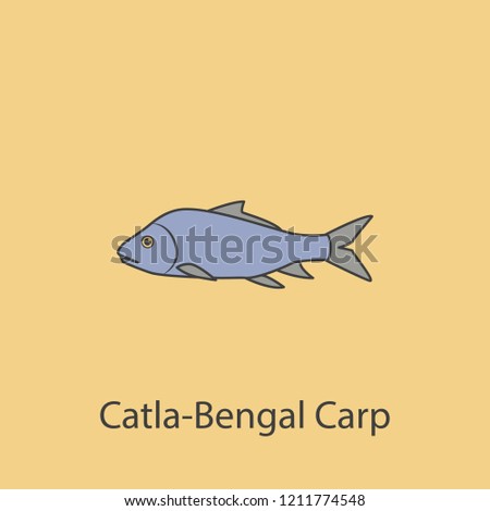 castka bengal carp 2 colored line icon. Simple purple and gray element illustration. castka bengal carp concept outline symbol design from fish set